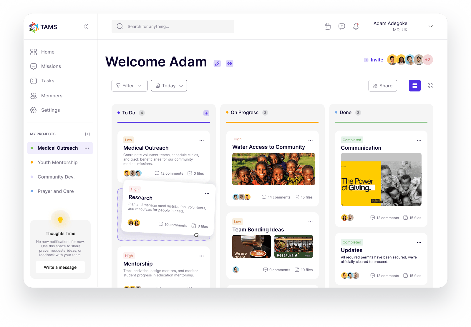 TAMS Dashboard Preview